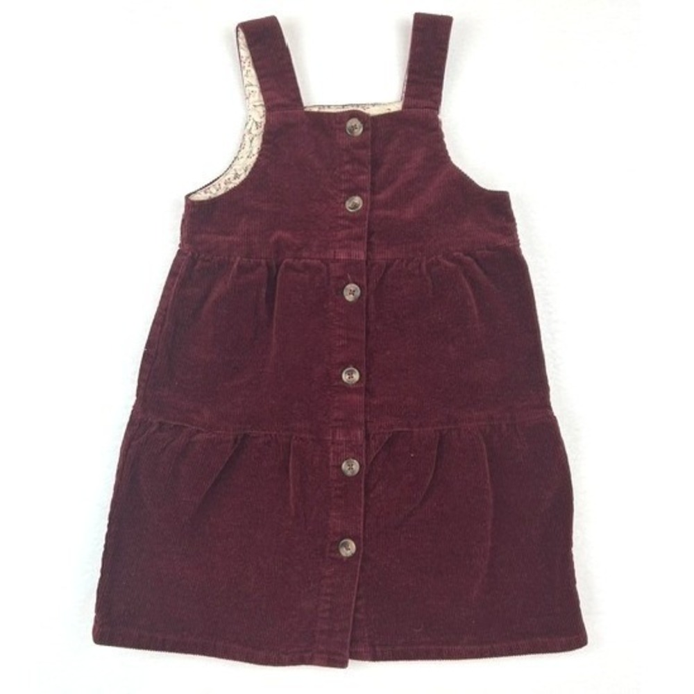 Chelsea & Violet Cottagecore Jumper Dress Burgundy Corduroy Tiered Girls 4T